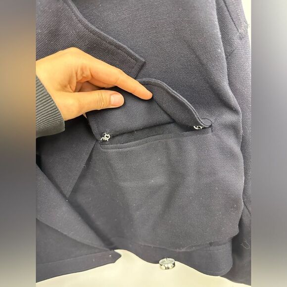 Ellen Tracy Black Bomber Jacket with Silver Accents - Picture 12 of 15